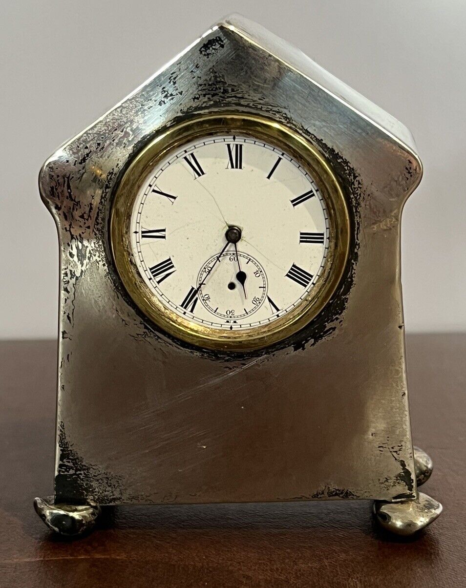Art Nouveau English Silver Clock