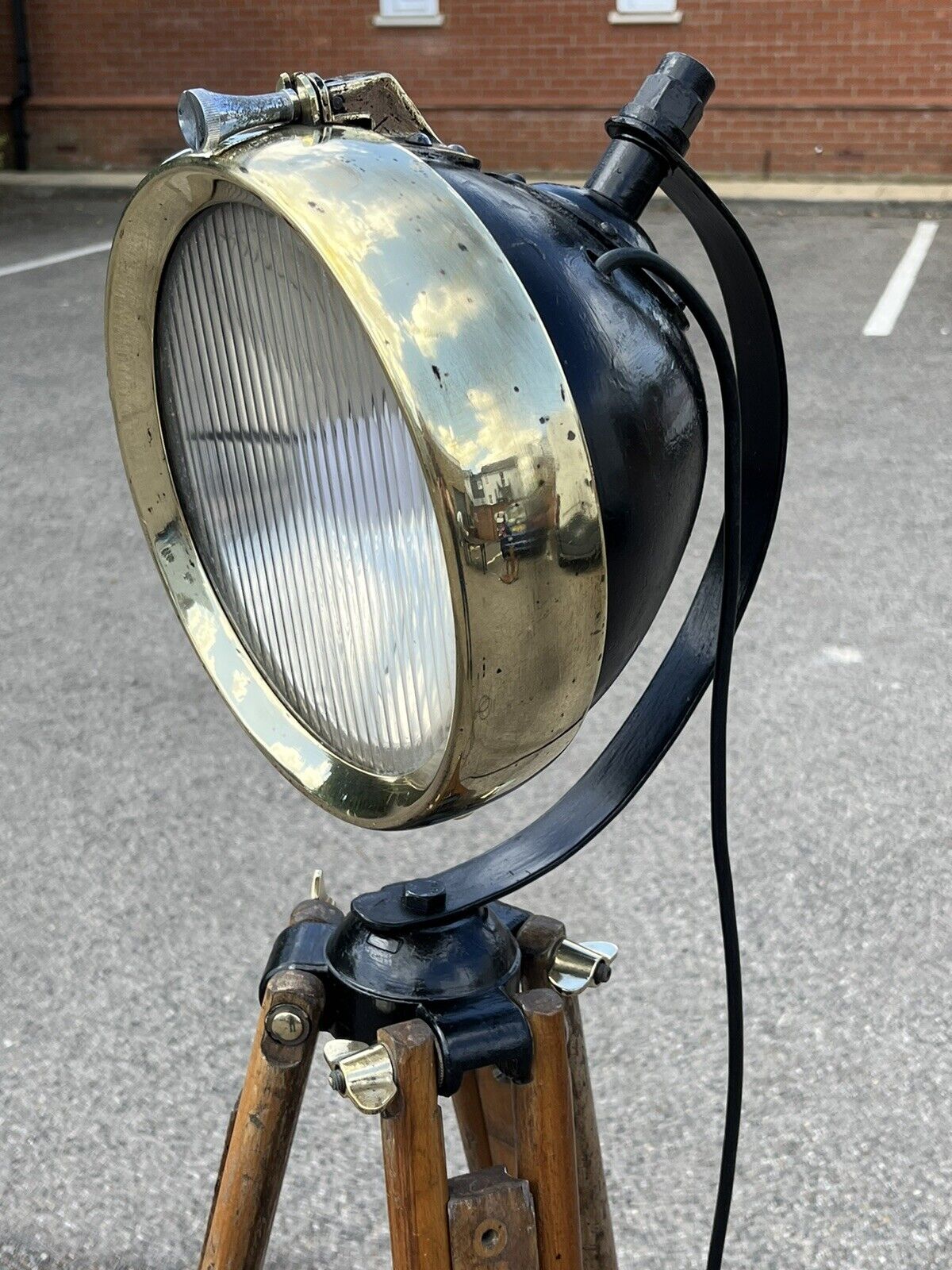 Industrial 1920’s Tripod Light, The Light Being From A 1920’s Old Car.