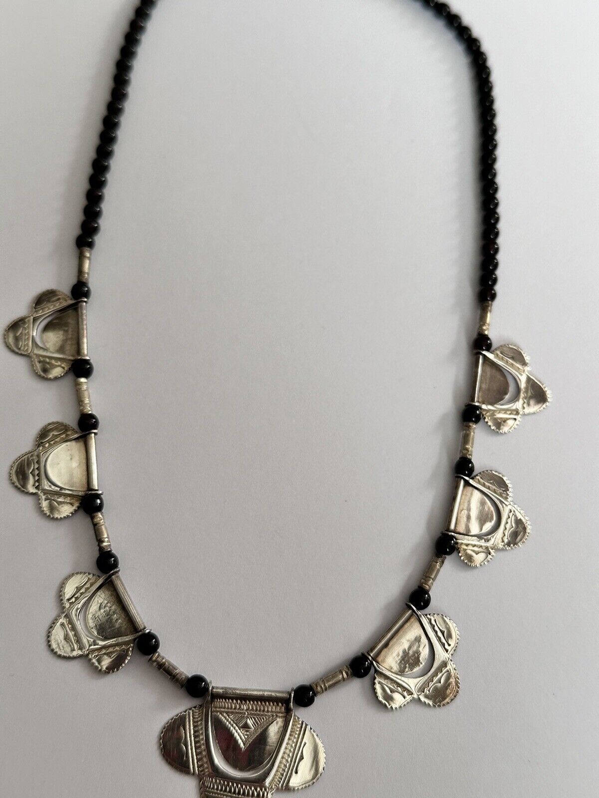 Vintage Silver 925 Detailed Beaded Necklace