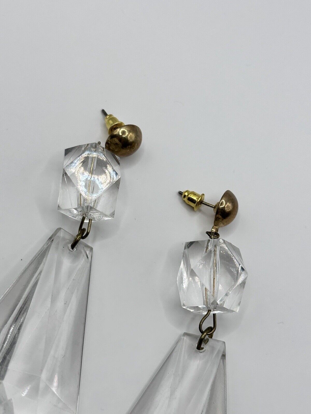 Vintage 1980s Acrylic Long Drop Statement Earrings
