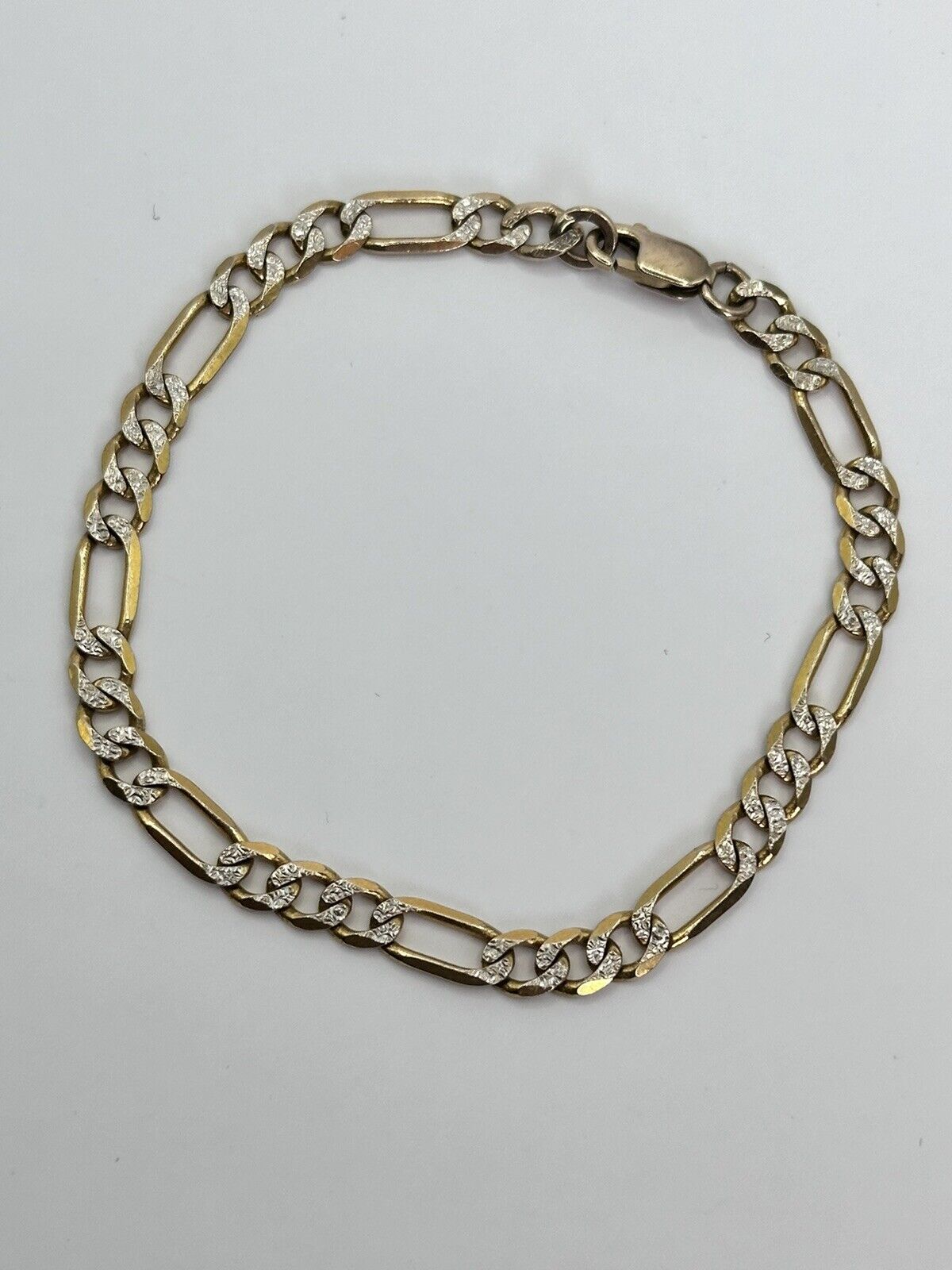 Vintage 9ct Gold Diamond Cut Figaro Bracelet 4.83g