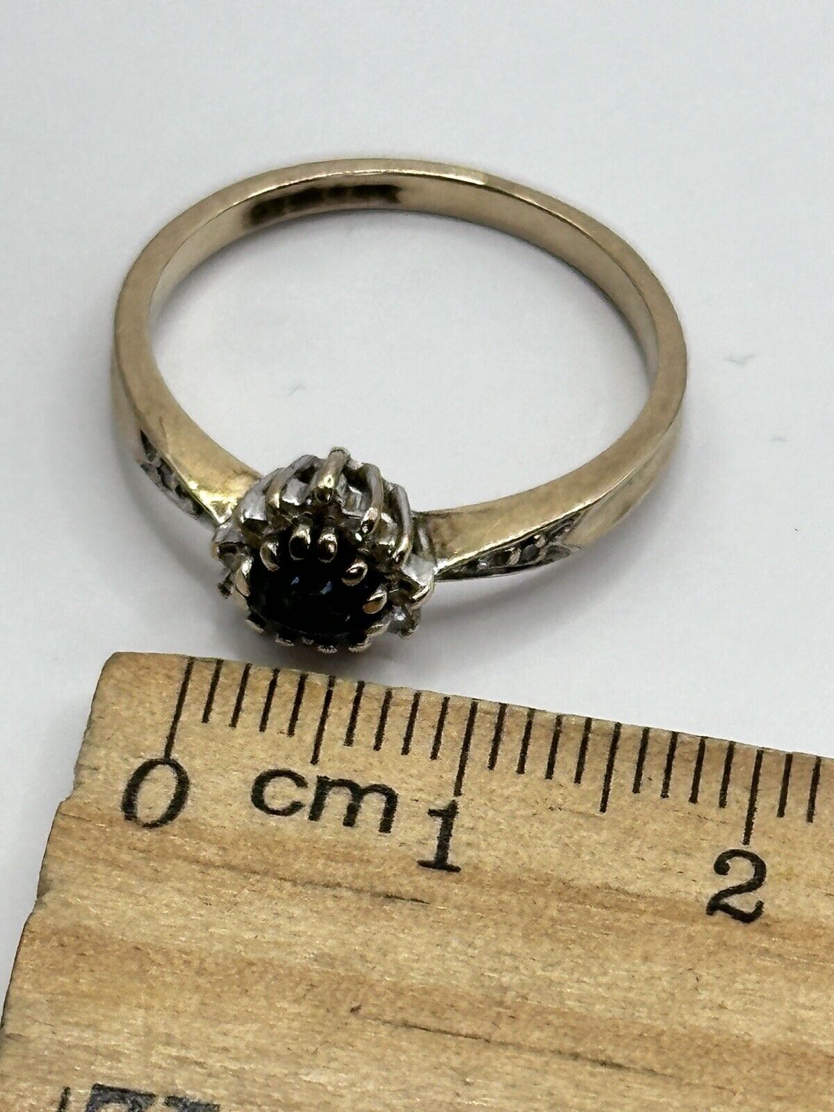 Vintage 9ct Gold Blue Heart Iolite Diamond Halo Ring