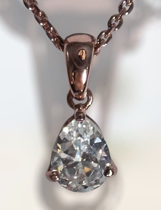 Rose Gold Plated Teardrop Necklace Made With Swarovski Crystal