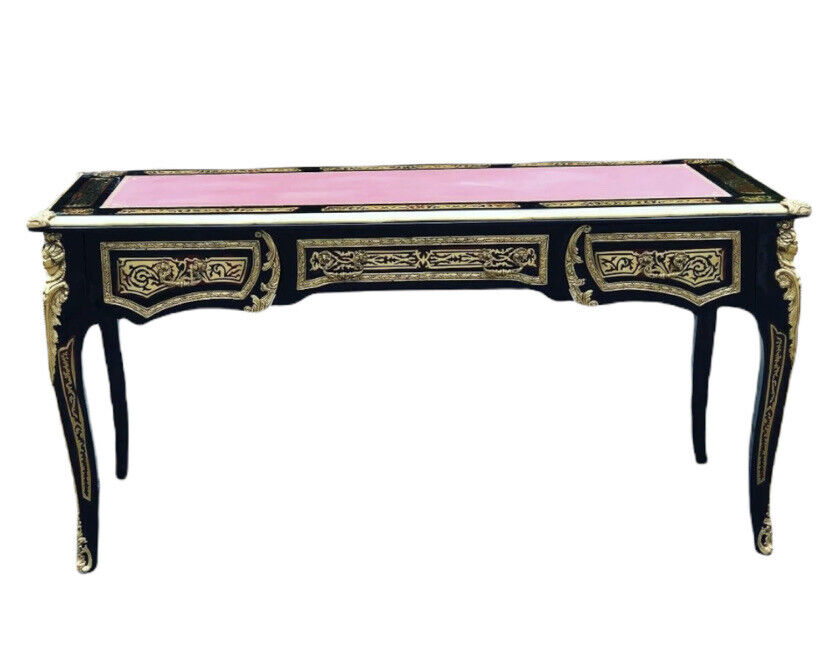 Empire Style Boulle Desk With Brass Decoration.