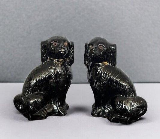 Pair Of Large Antique English Staffordshire Dogs