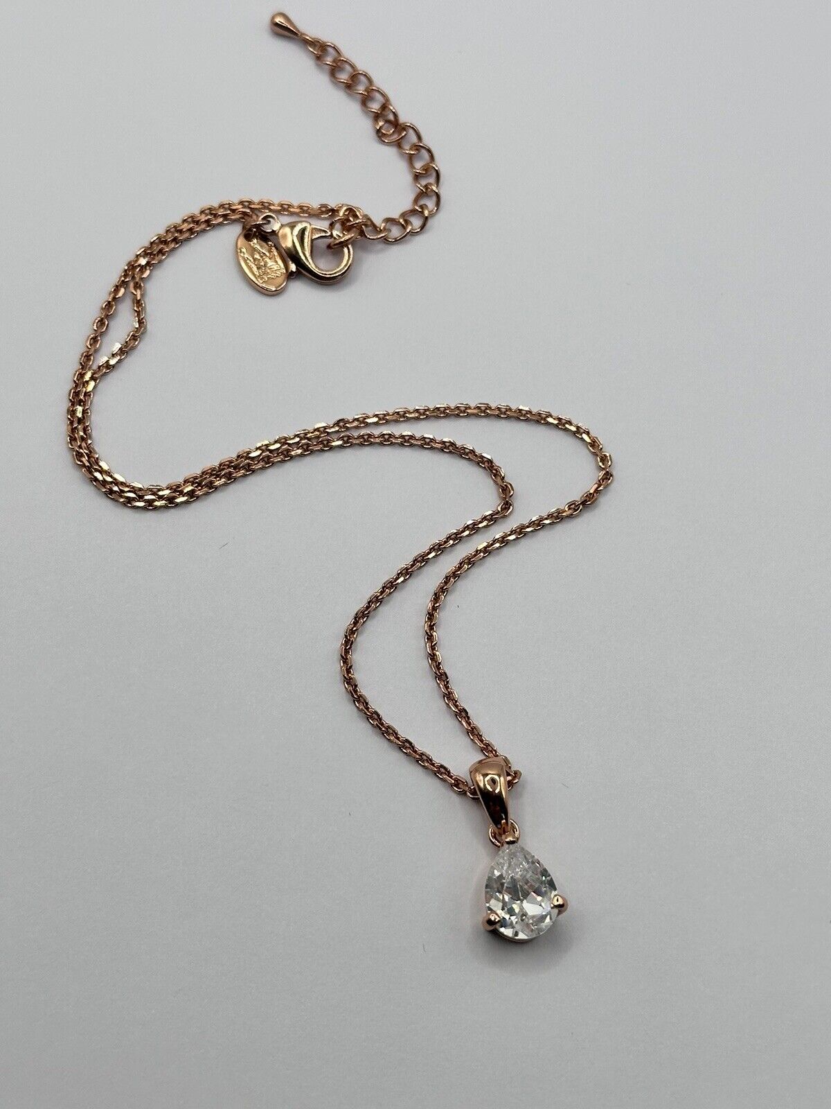Rose Gold Plated Teardrop Necklace Made With Swarovski Crystal