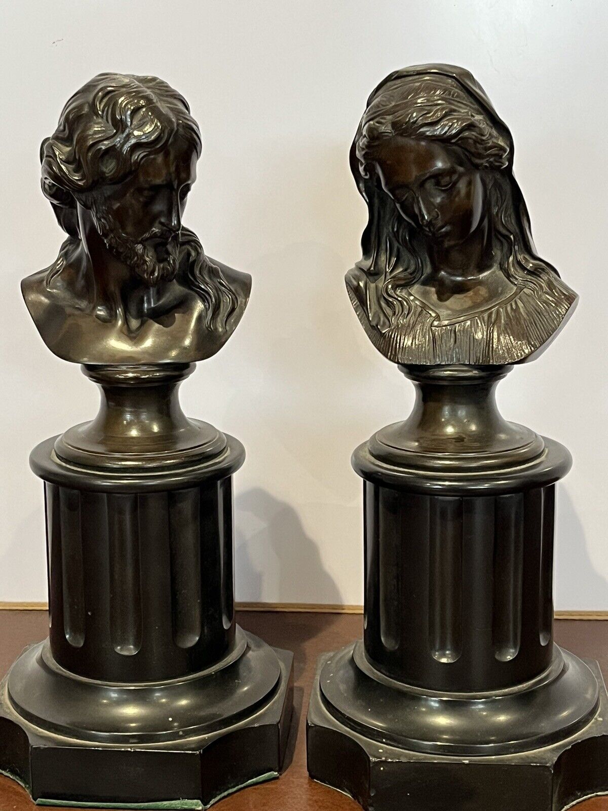 Grand Tour Antique Bronze Pair Of Busts, Signed And Dated 1852