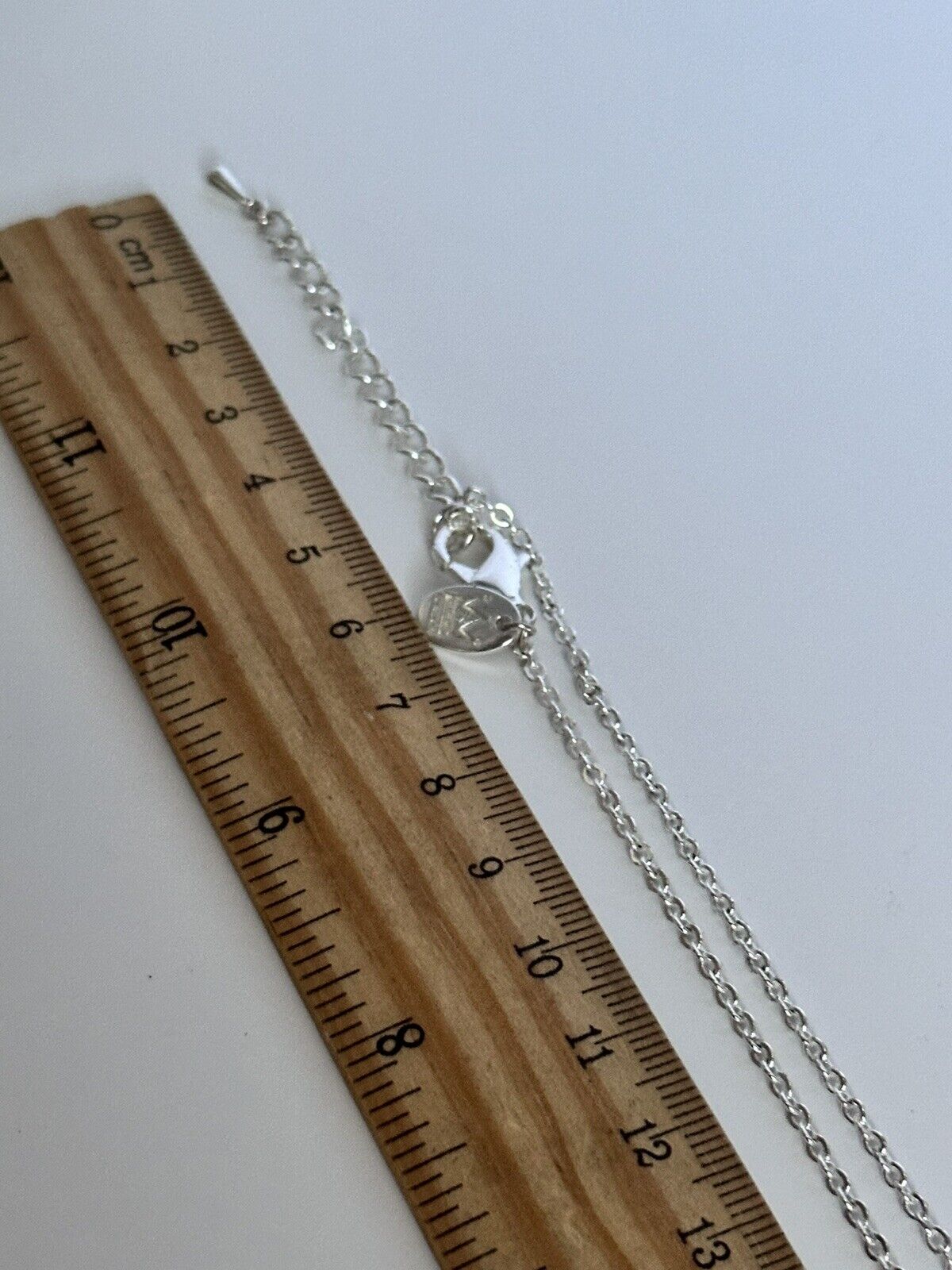 Vintage 1980s Rhodium Plated Cherub Glass Heart Necklace New Old Stock