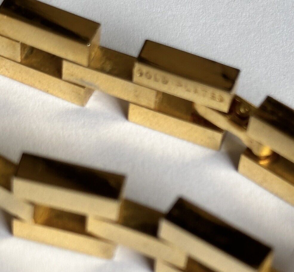 Vintage Gold Plated Substantial Geometric Bracelet