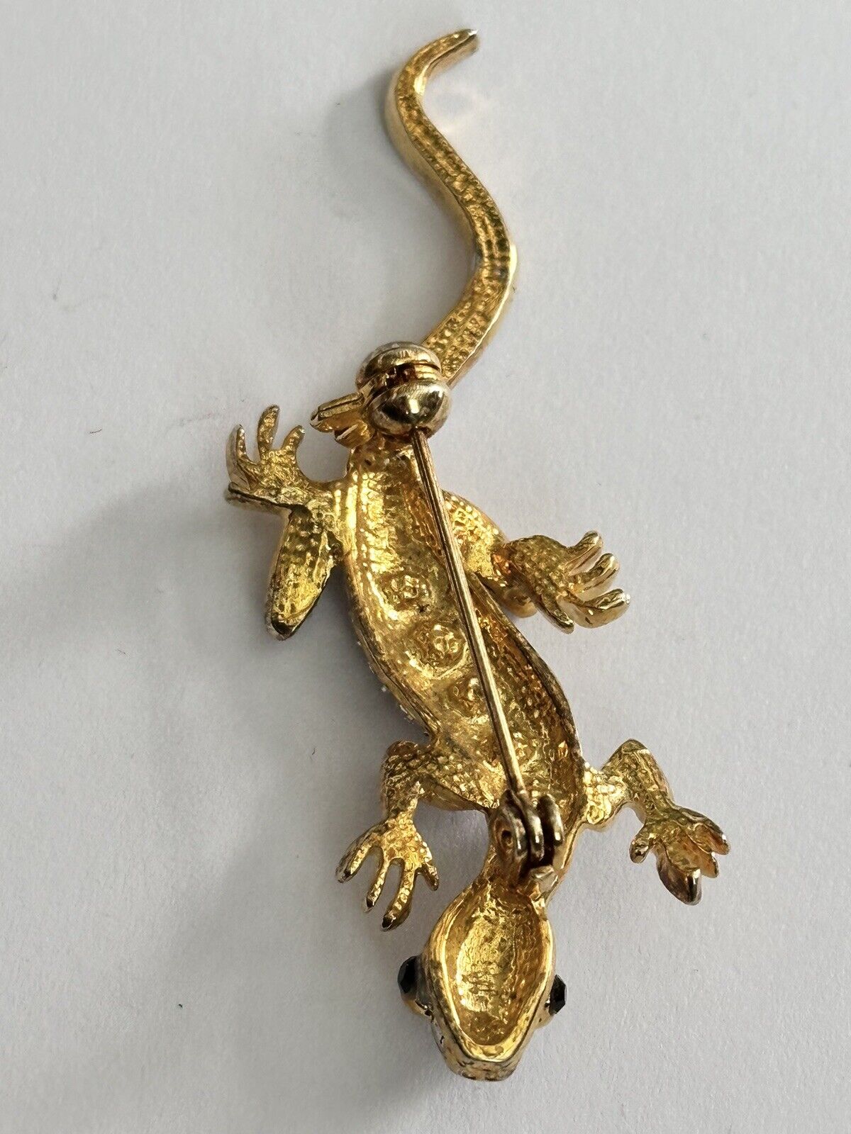Vintage Gold Tone Diamanté Lizard Brooch