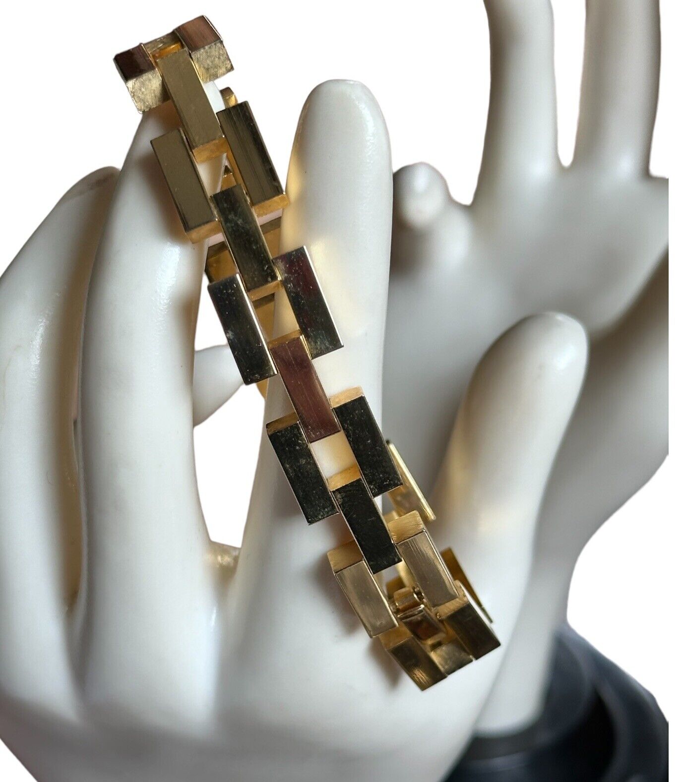 Vintage Gold Plated Substantial Geometric Bracelet