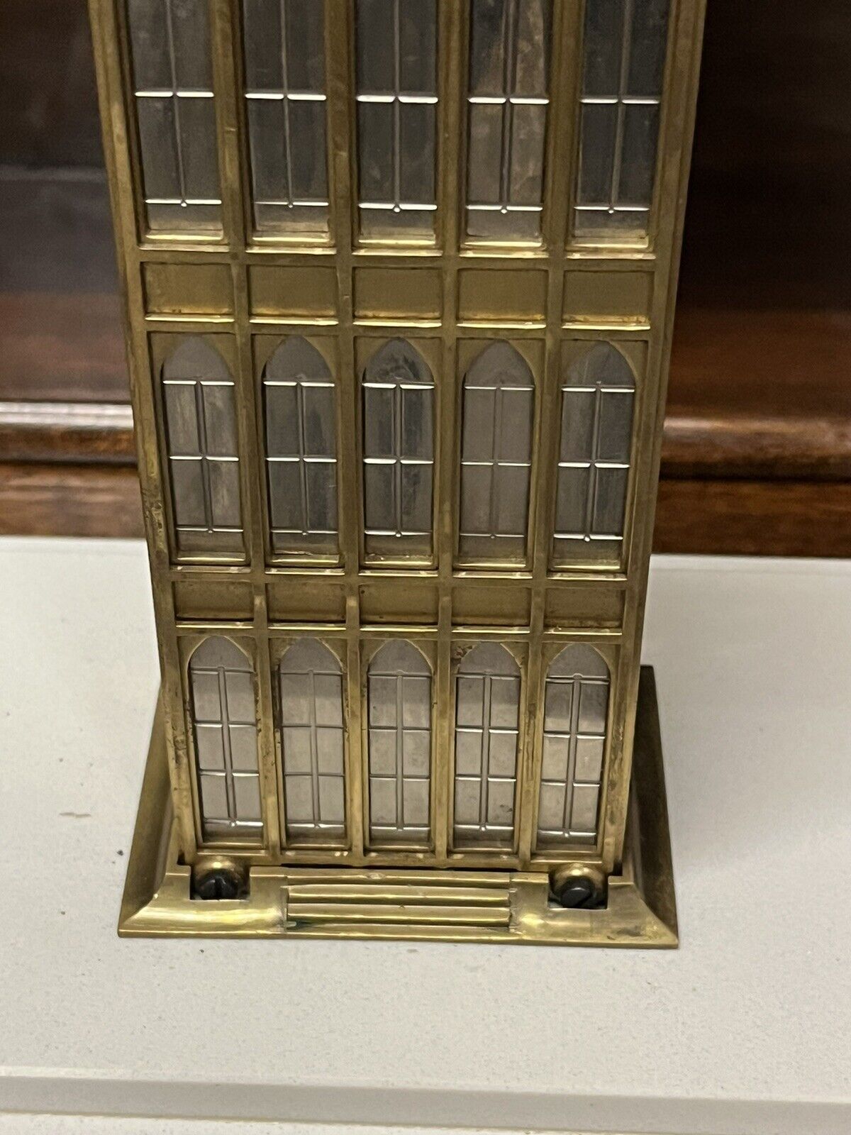 Big Ben Brass Skeleton Clock With Case And Key. LARGE IN SIZE