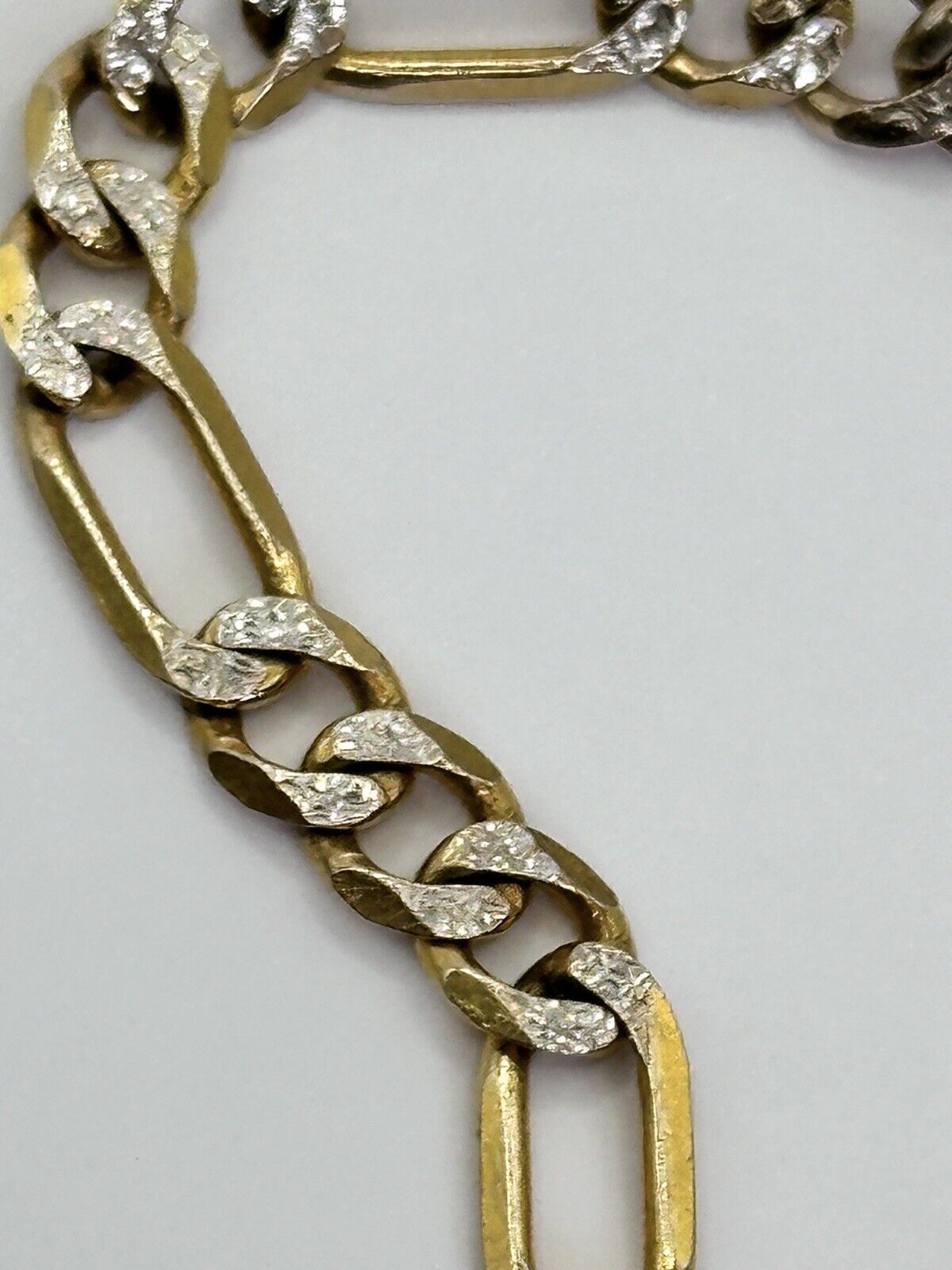 Vintage 9ct Gold Diamond Cut Figaro Bracelet 4.83g