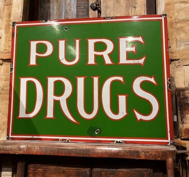 Drugstore Enamel Sign, large in size, heavy and good quality. WE SHIP WORLDWIDE