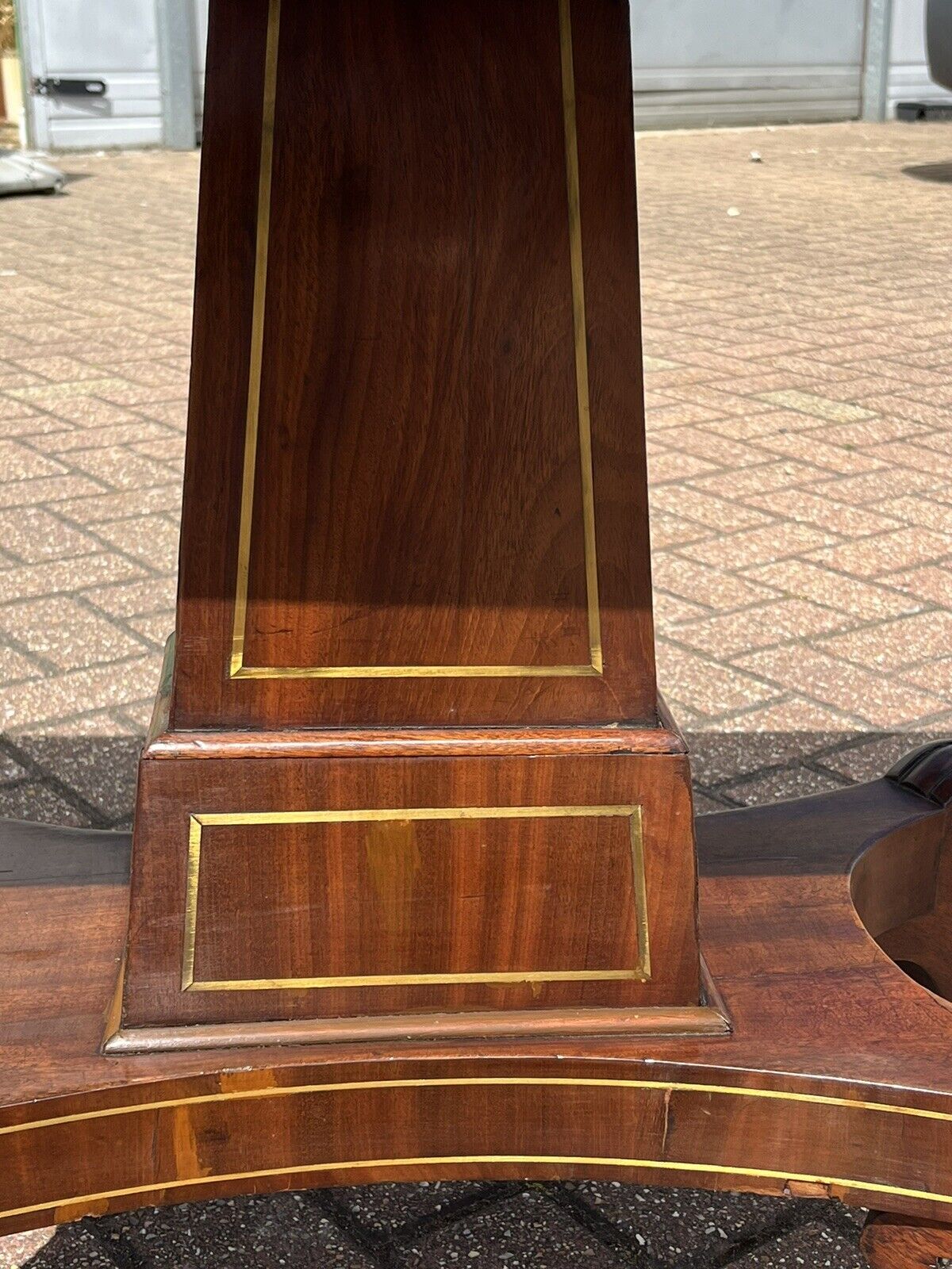 Antique Regency Mahogany & Brass Inlaid Games Table With Fold Over Lid