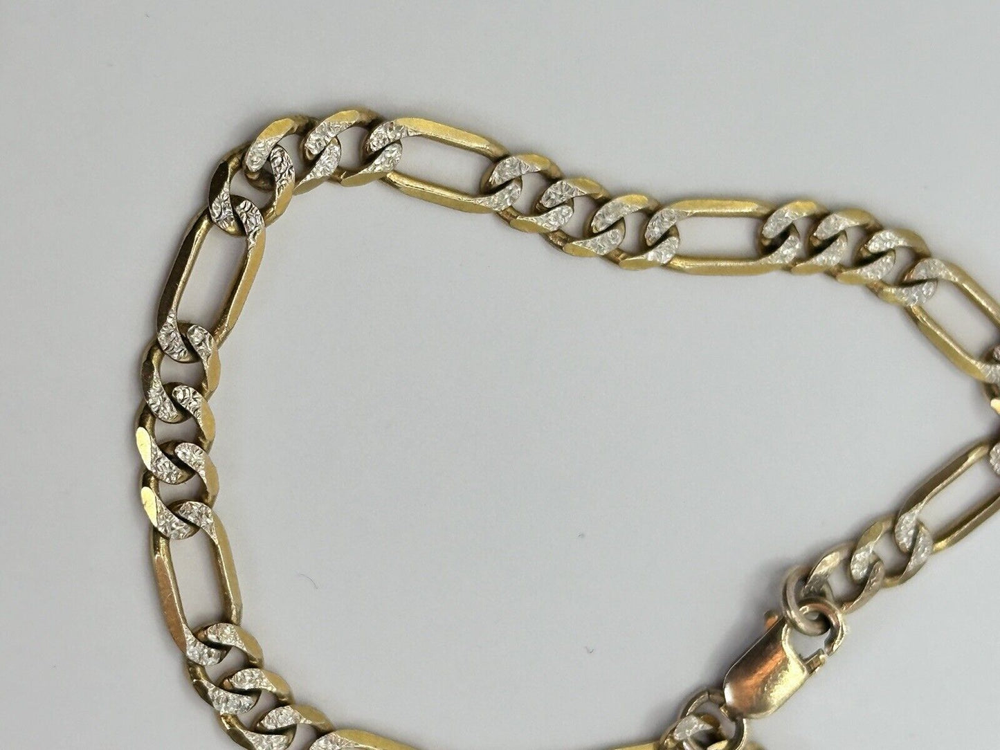 Vintage 9ct Gold Diamond Cut Figaro Bracelet 4.83g