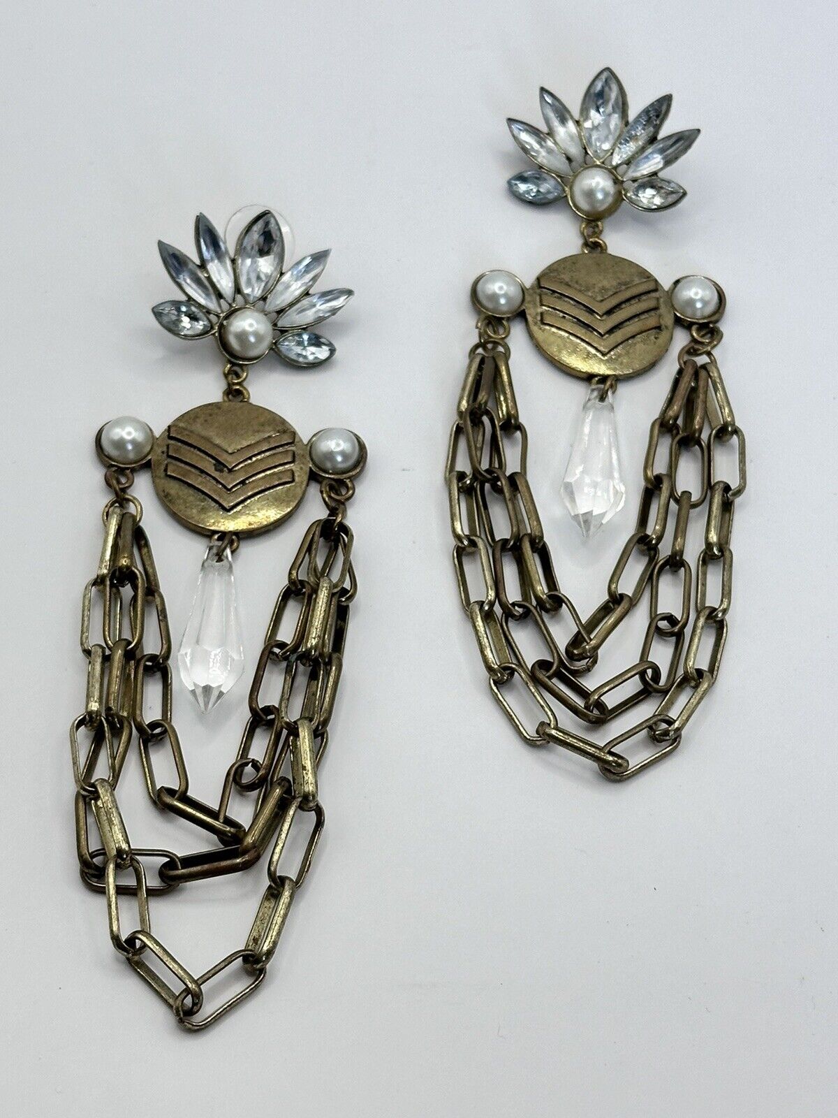 Vintage Statement Runway Faux Pearl Long Drop Earrings