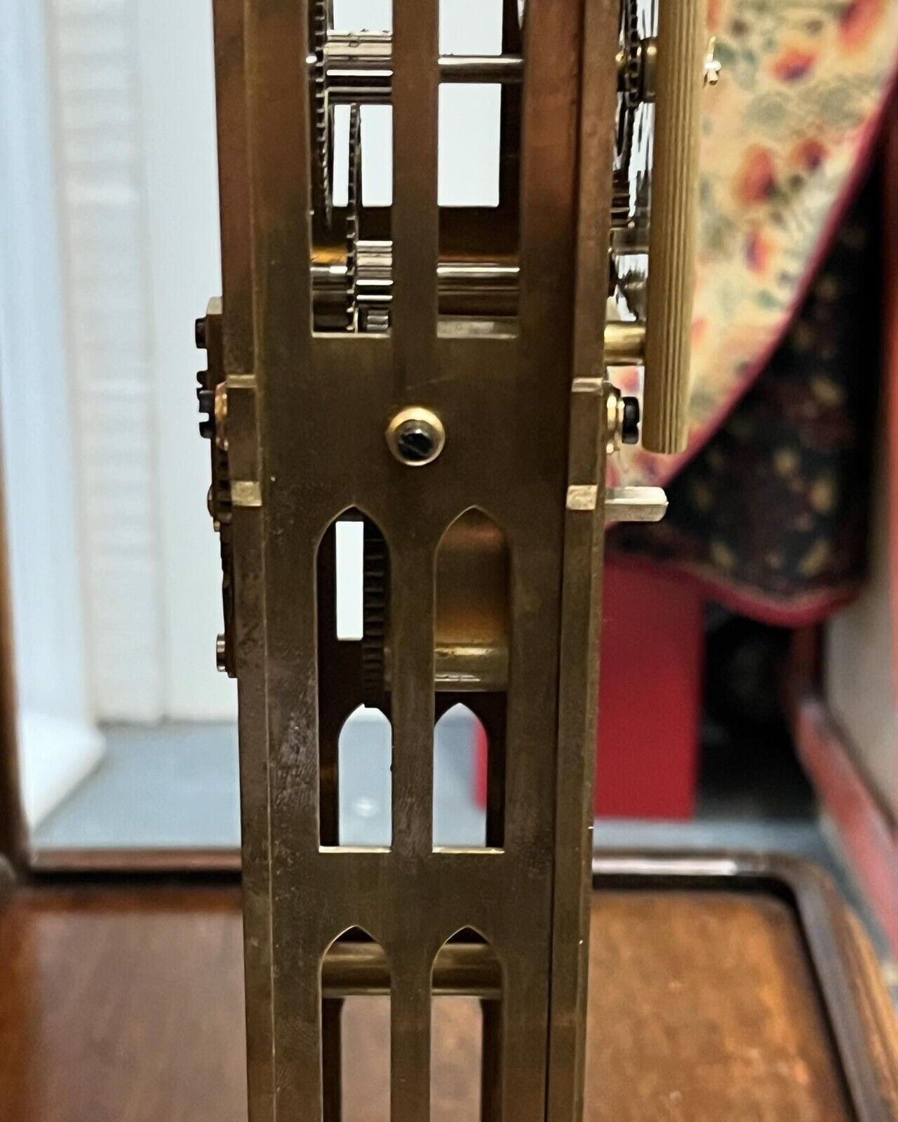 Big Ben Brass Skeleton Clock With Case And Key. LARGE IN SIZE
