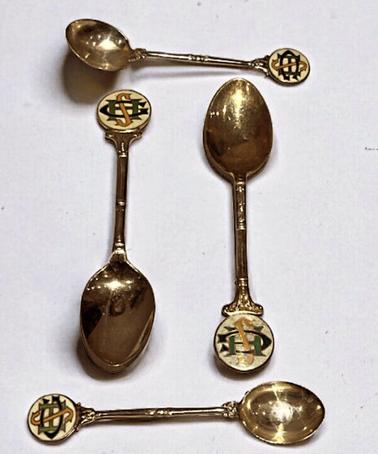 English Hallmarked Silver & Enamel Spoons