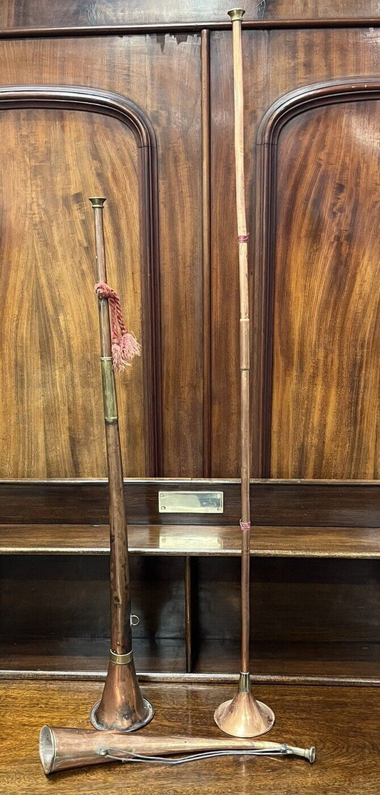 Collection Of 3 Copper Hunting Horns
