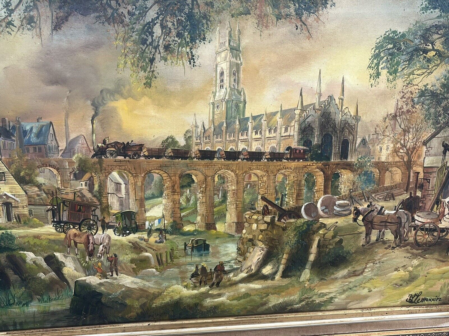 Middleton Railway, Leeds, Industrial Revolution Oil Painting, Highly Detailed.