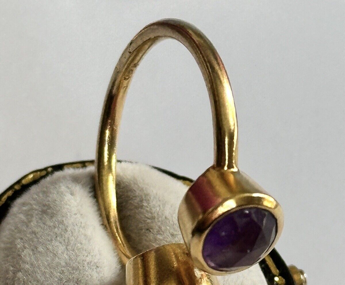 Vintage 18ct Gold Vermeil On Sterling Silver Ruby Amethyst Ring