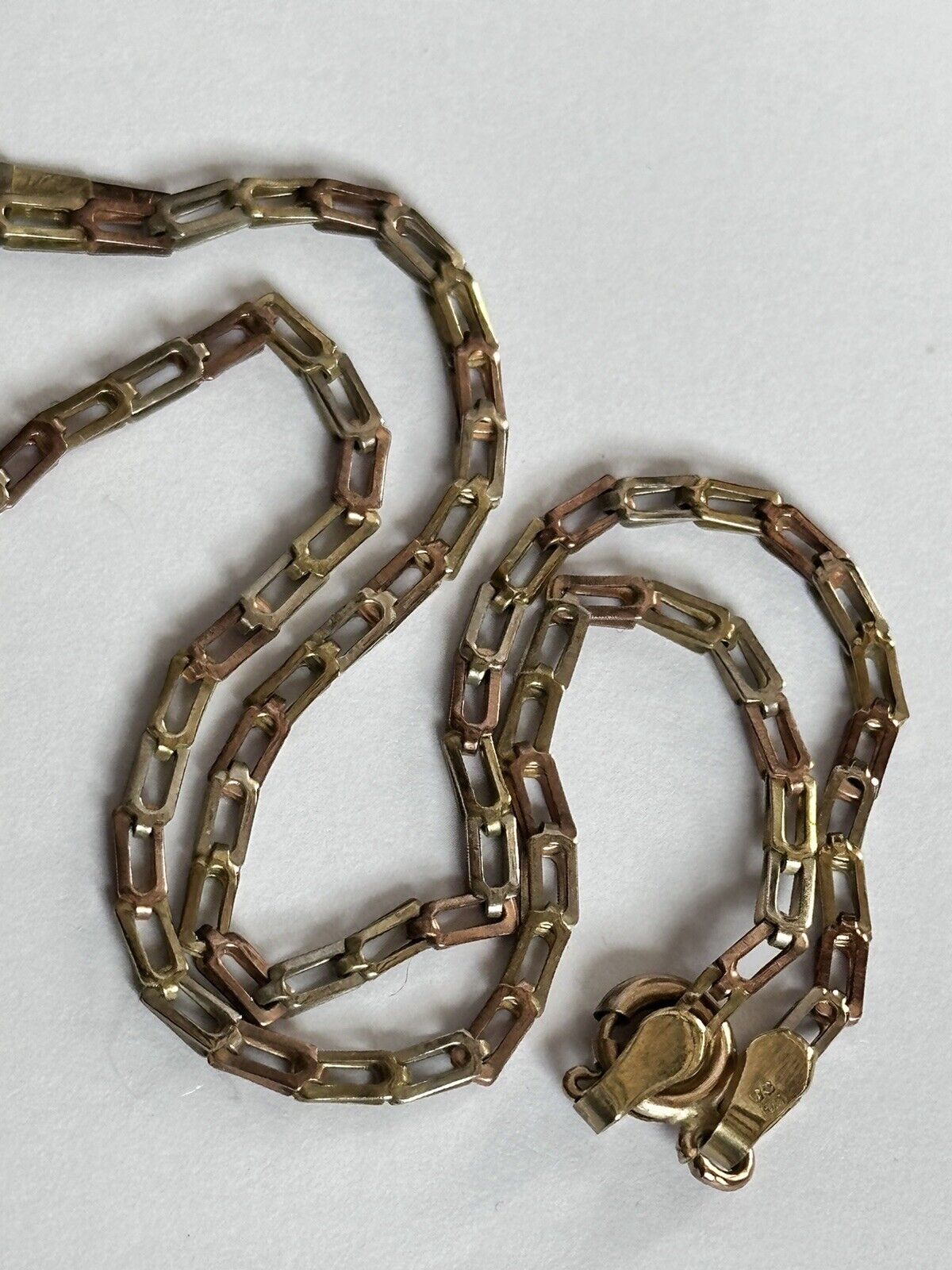 Vintage 9ct Three Tone Gold White Rose Yellow Gold Fringe Necklace