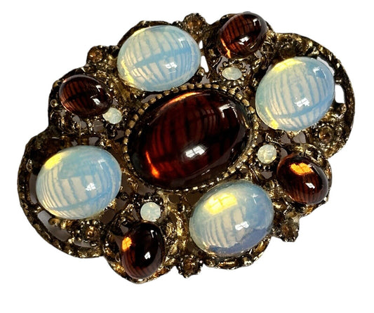 Vintage Gold Plated Hollywood Cabochon Brooch