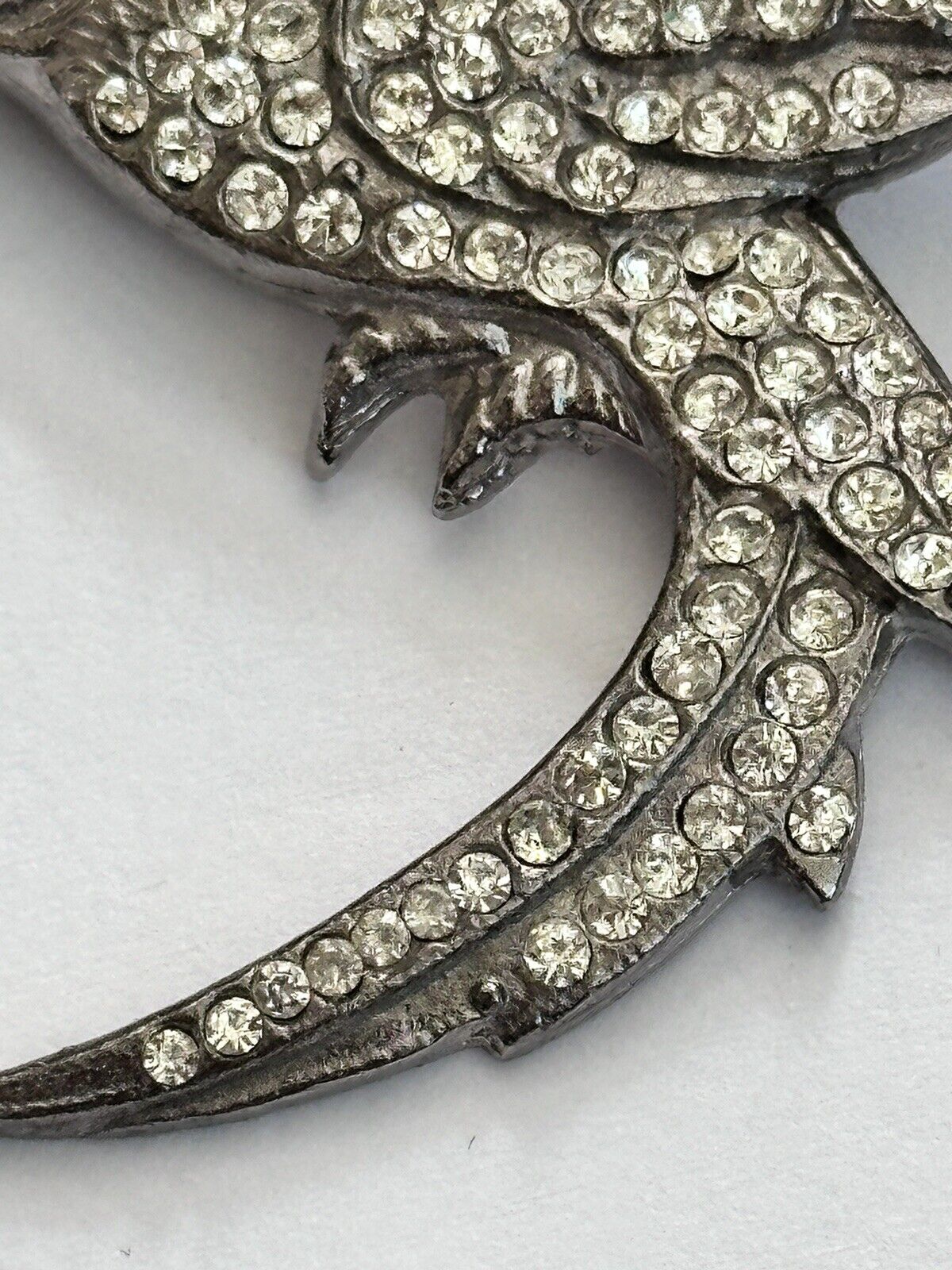 Vintage Silver Tone Paste Parrot Tropical Bird Brooch