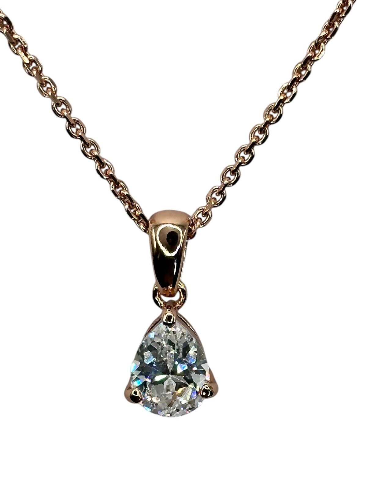 Rose Gold Plated Teardrop Necklace Made With Swarovski Crystal