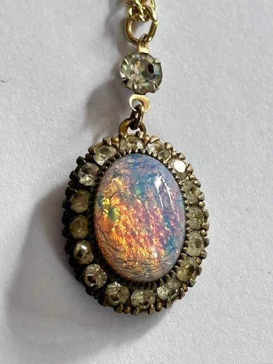 Vintage Dragons Breath Foiled Paste Pendant Necklace