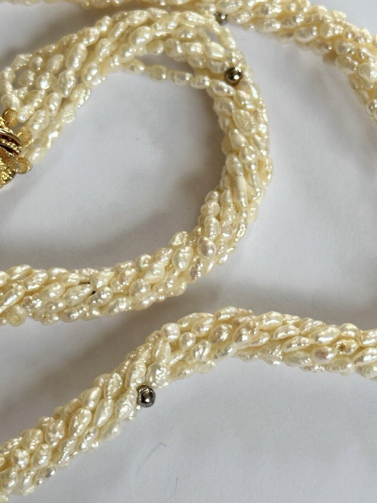 Vintage Multi Strand Cluster Pearls With Gilded Silver Clasp