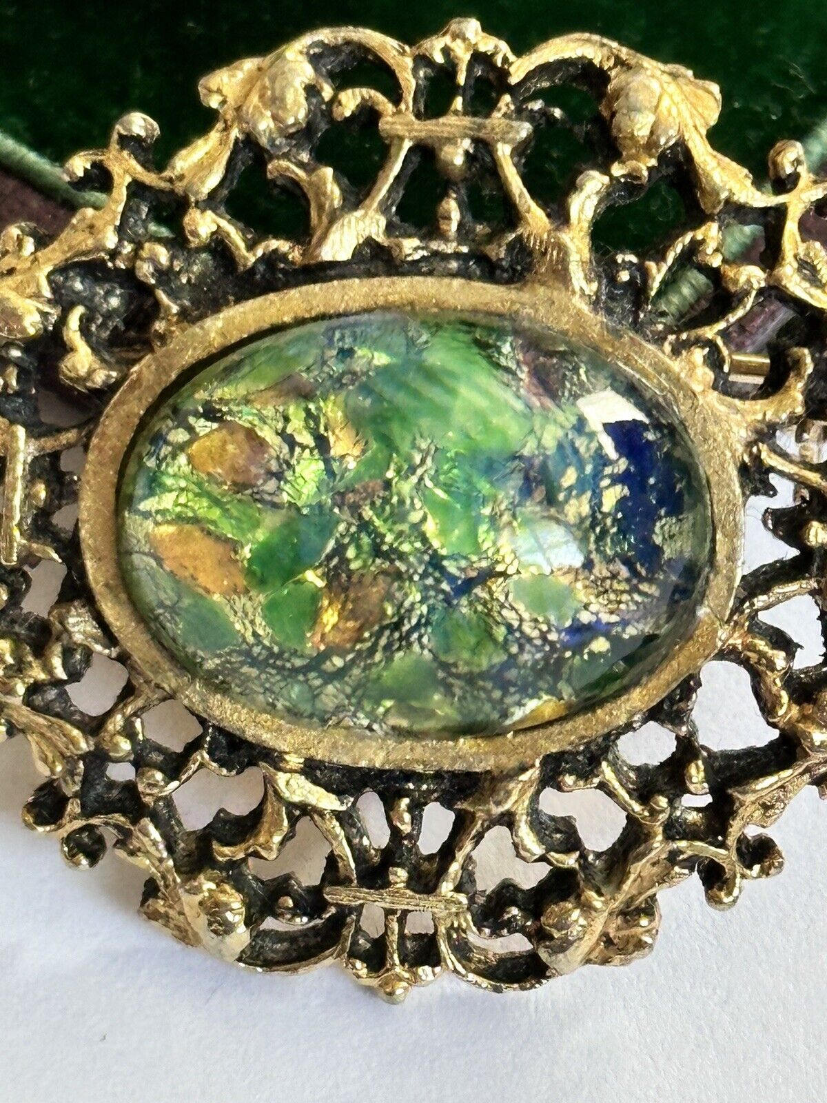 Vintage Foil Back Multicoloured Brooch