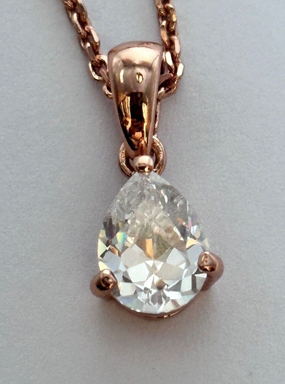Rose Gold Plated Teardrop Necklace Made With Swarovski Crystal
