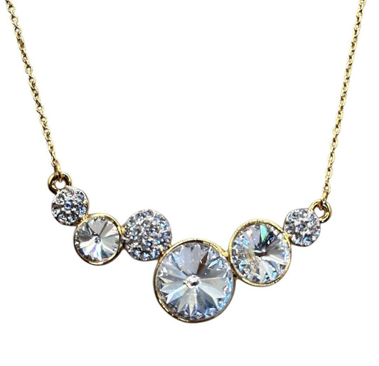 Gold Plated Necklace Made With Clear Swarovski Crystals