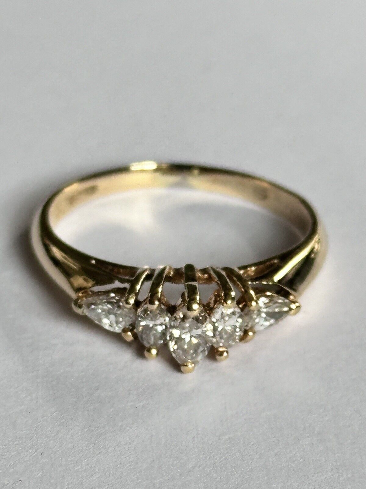 Vintage 18ct Gold Marquise Pear 0.50ct Diamond Ring Size N1/2