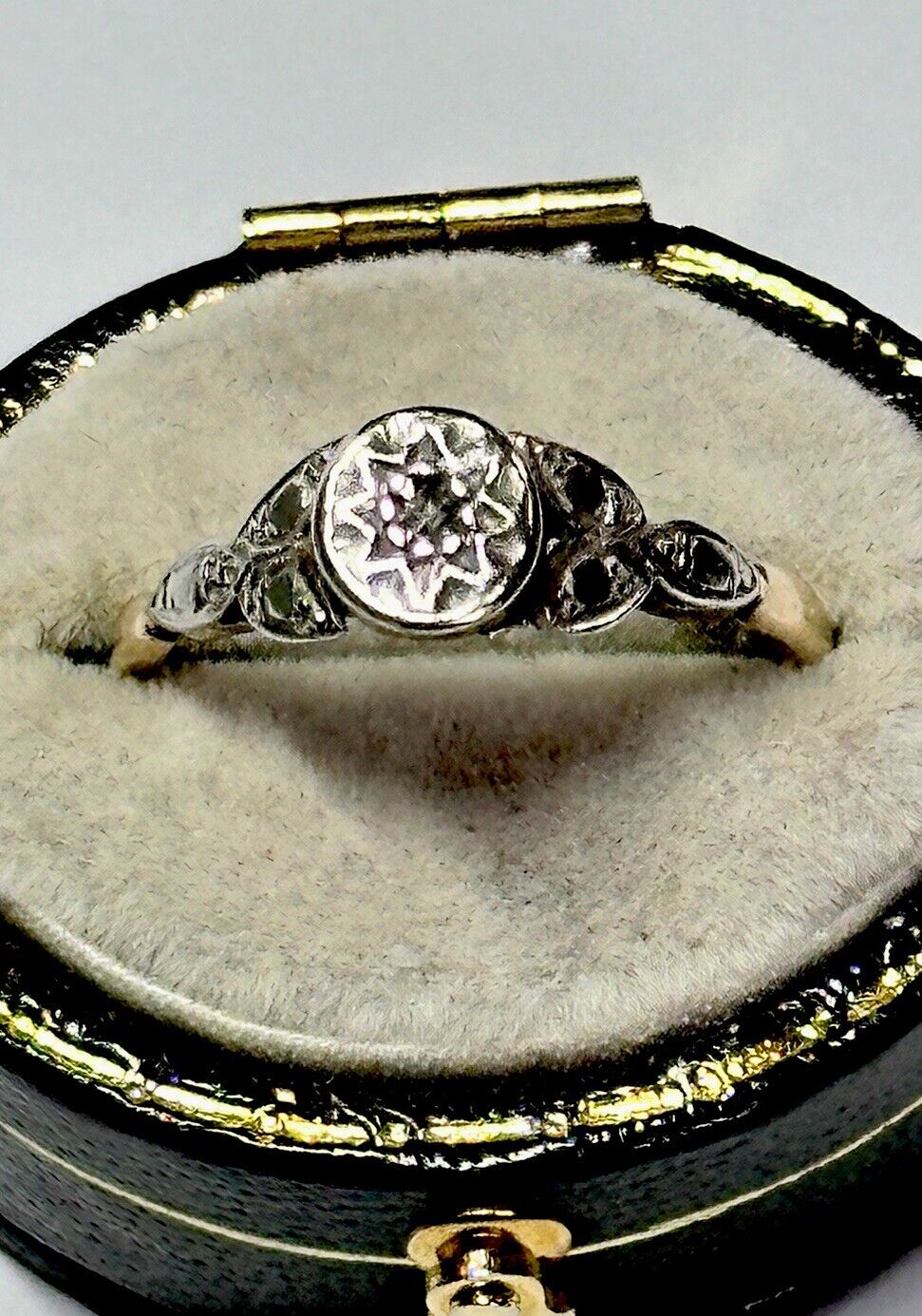 Deco 18ct Gold And Platinum Diamond Solitaire Ring