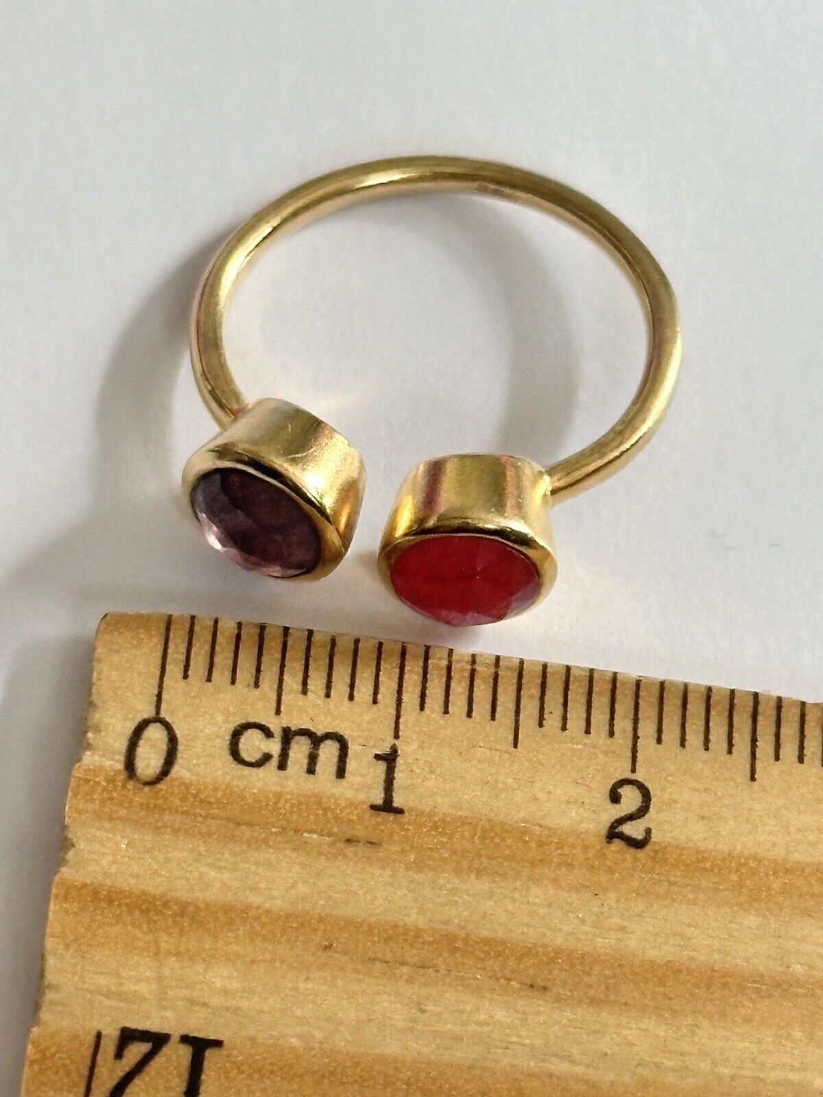 Vintage 18ct Gold Vermeil On Sterling Silver Ruby Amethyst Ring