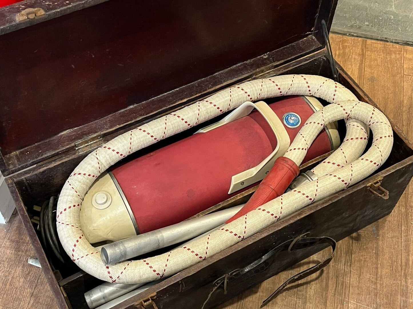 Vintage Electrolux Cylinder Vacuum Cleaner In Wooden Box