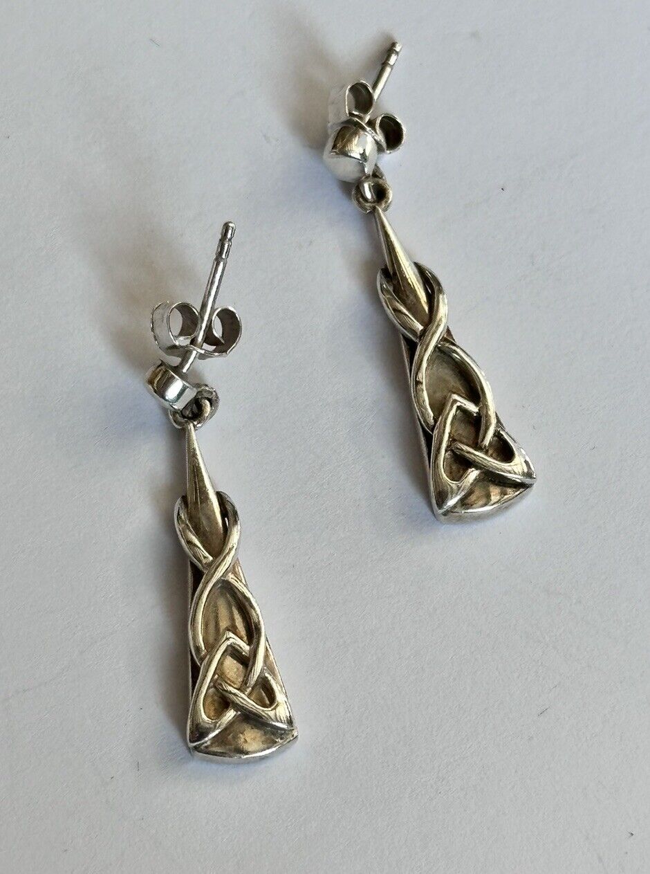 Vintage Silver 925 Celtic Drop Dangle Earrings