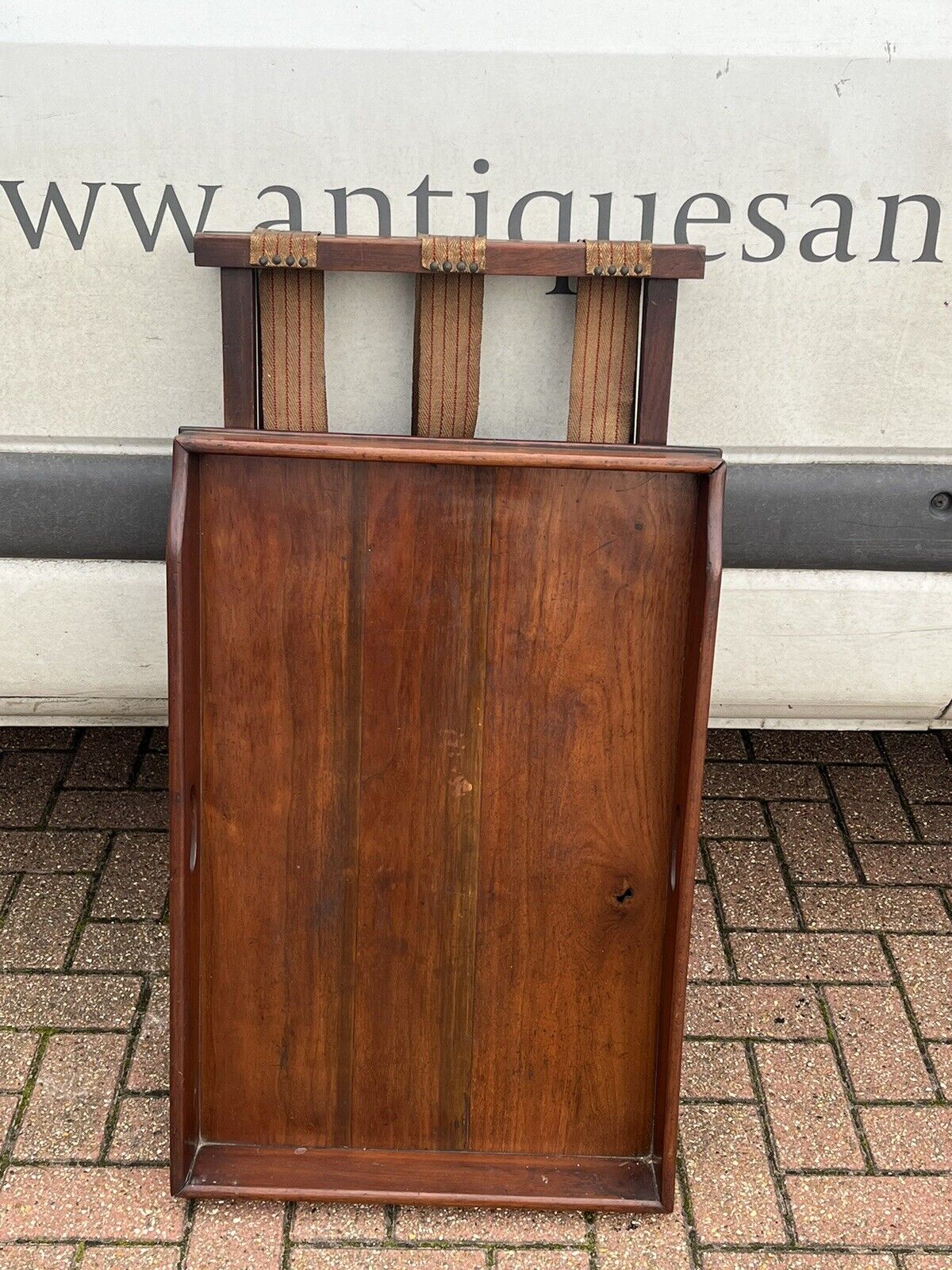 Antique Mahogany Butler's Stand, Lift Off Tray. Folding Rest,