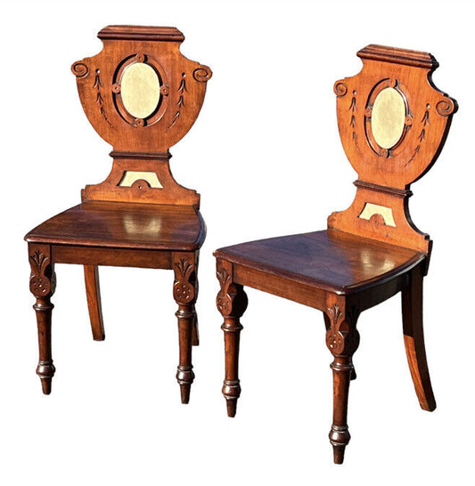 Victorian Shield Back Mahogany Hall Chairs. Country House Furniture.