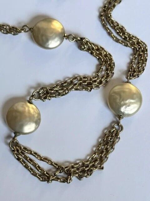 Vintage Anne Klein Gold Plated Faux Pearl Necklace