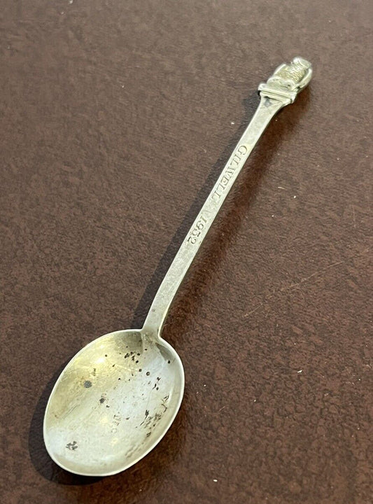 English Hallmarked Silver Spoon Decorated With An Owl
