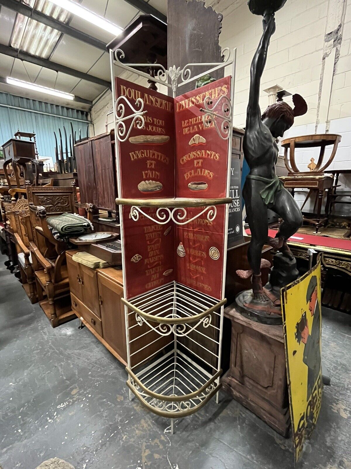 French Bakers Shelves With Hand Painted Decoration.