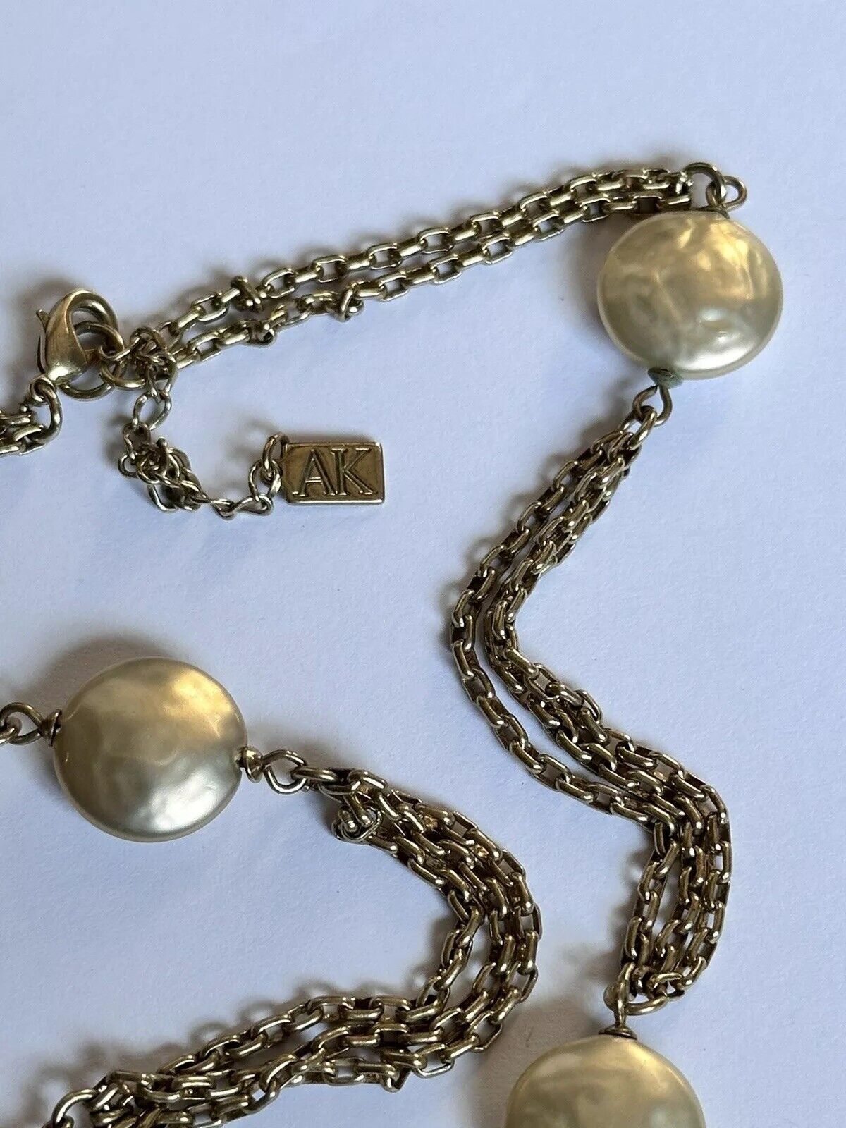 Vintage Anne Klein Gold Plated Faux Pearl Necklace