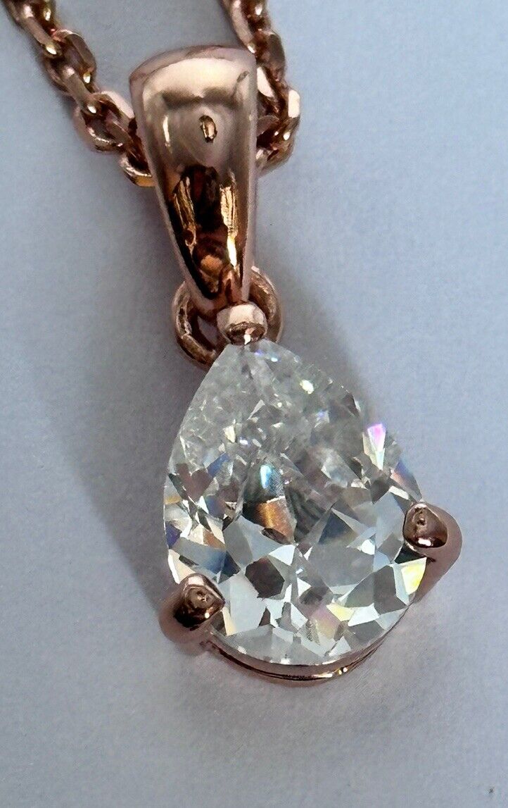 Rose Gold Plated Teardrop Necklace Made With Swarovski Crystal