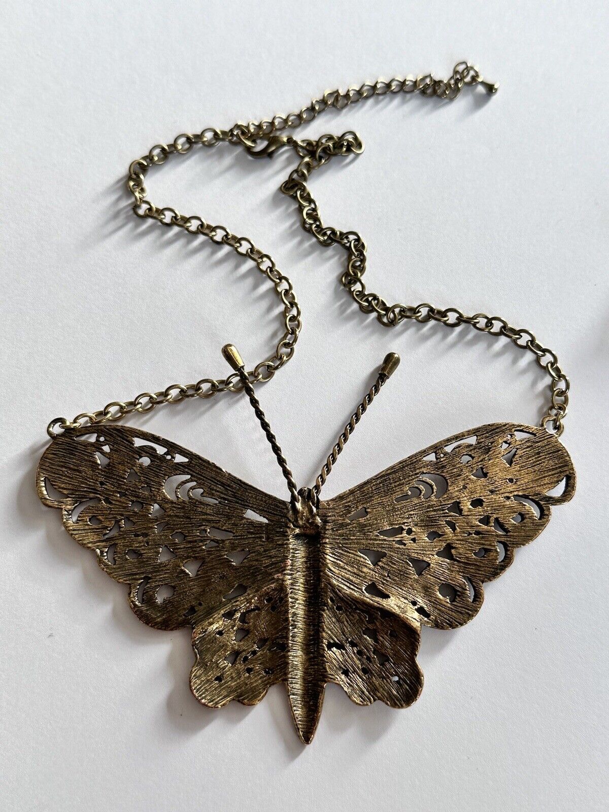Vintage Cut Out Metal Large Butterfly Necklace