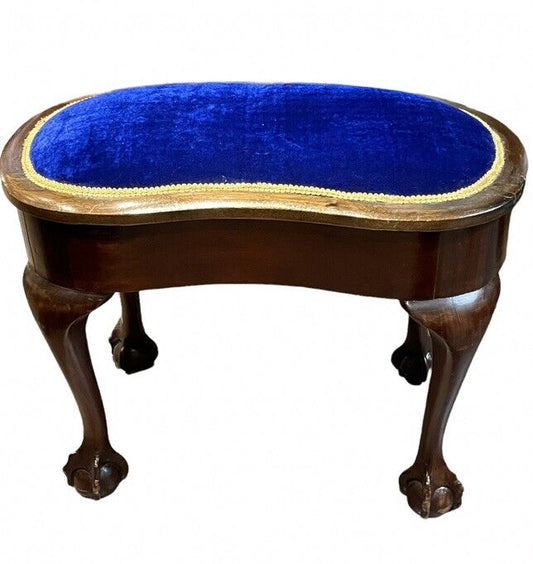 Antique Stool With New Upholstery. Perfect Dressing Table / Piano Stool.