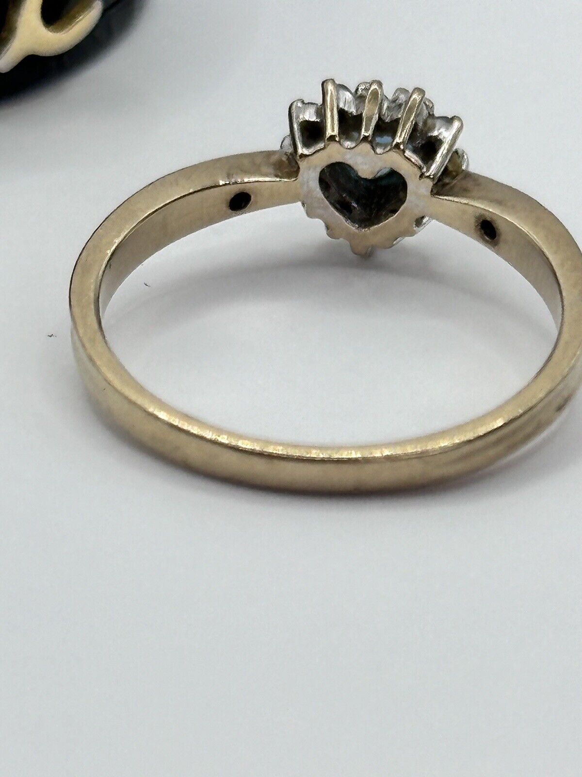 Vintage 9ct Gold Blue Heart Iolite Diamond Halo Ring